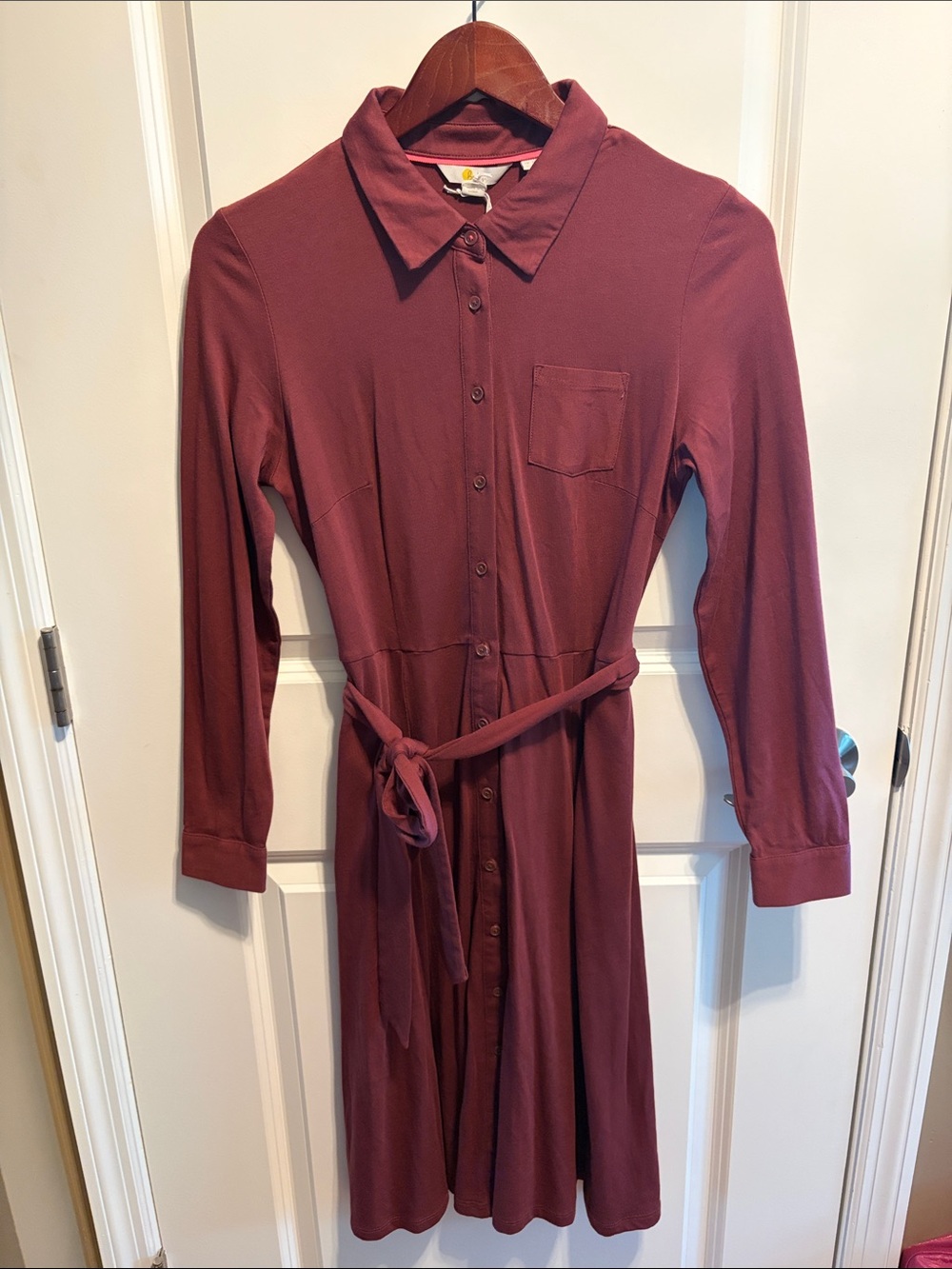 Boden Button-Front Long Sleeve Shirt Dress